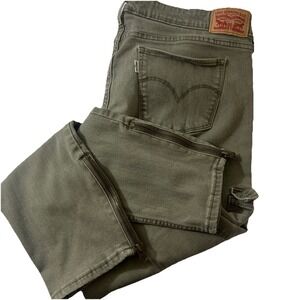 Levis 711 Skinny‎ Jeans Women's Olive Green W33 Cargo Stretch Ankle Zip Pants